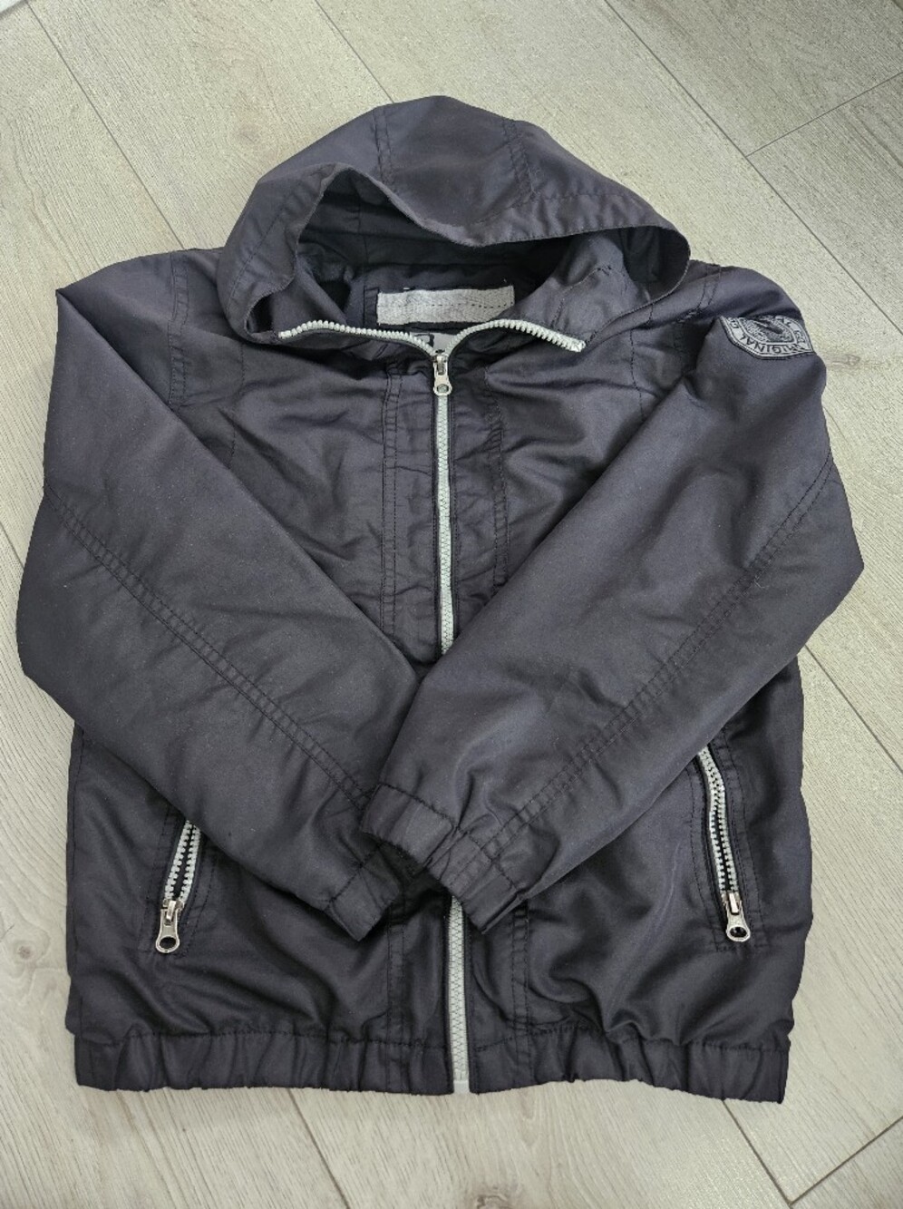 RAIDR Boys Black Lightweight Hooded Jacket Windbreaker Zip Up Size M 10
